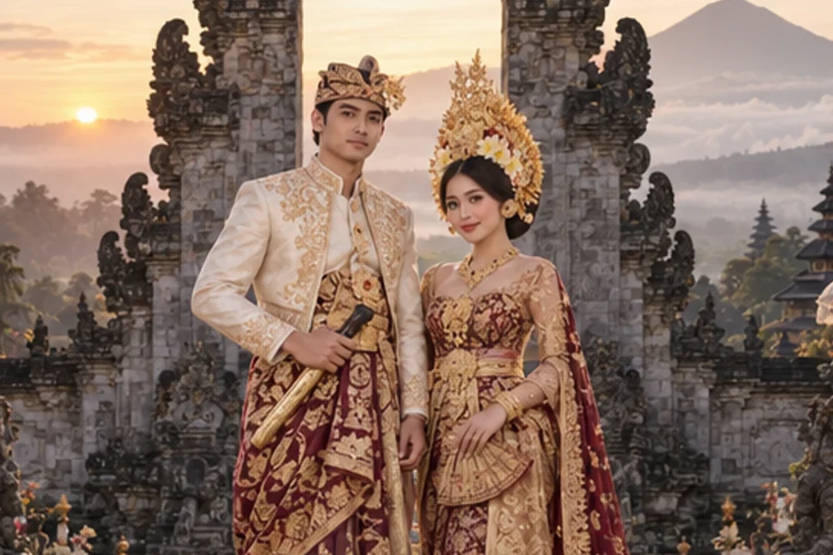 Damar dan Aruna di pelataran candi Bali
