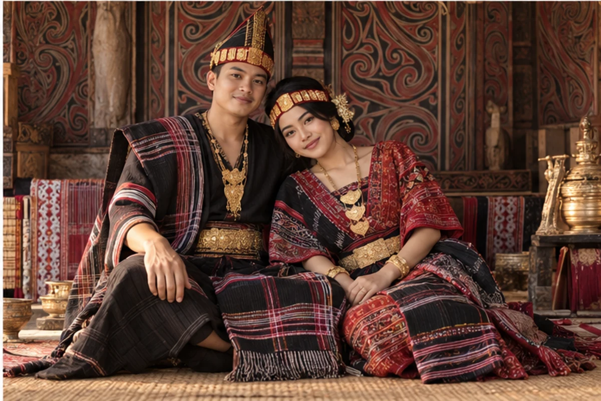 Damar dan Aruna dalam suasana pesta adat