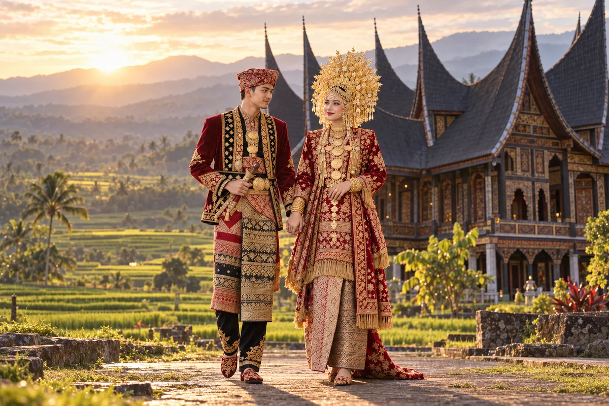Damar dan Aruna di halaman Rumah Gadang