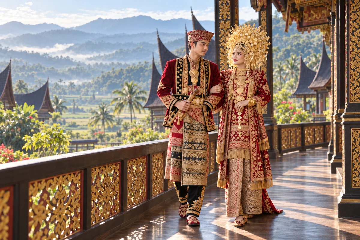 Damar dan Aruna di beranda Rumah Gadang